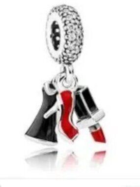 Pandora Silver Charm with Red and Black Accents